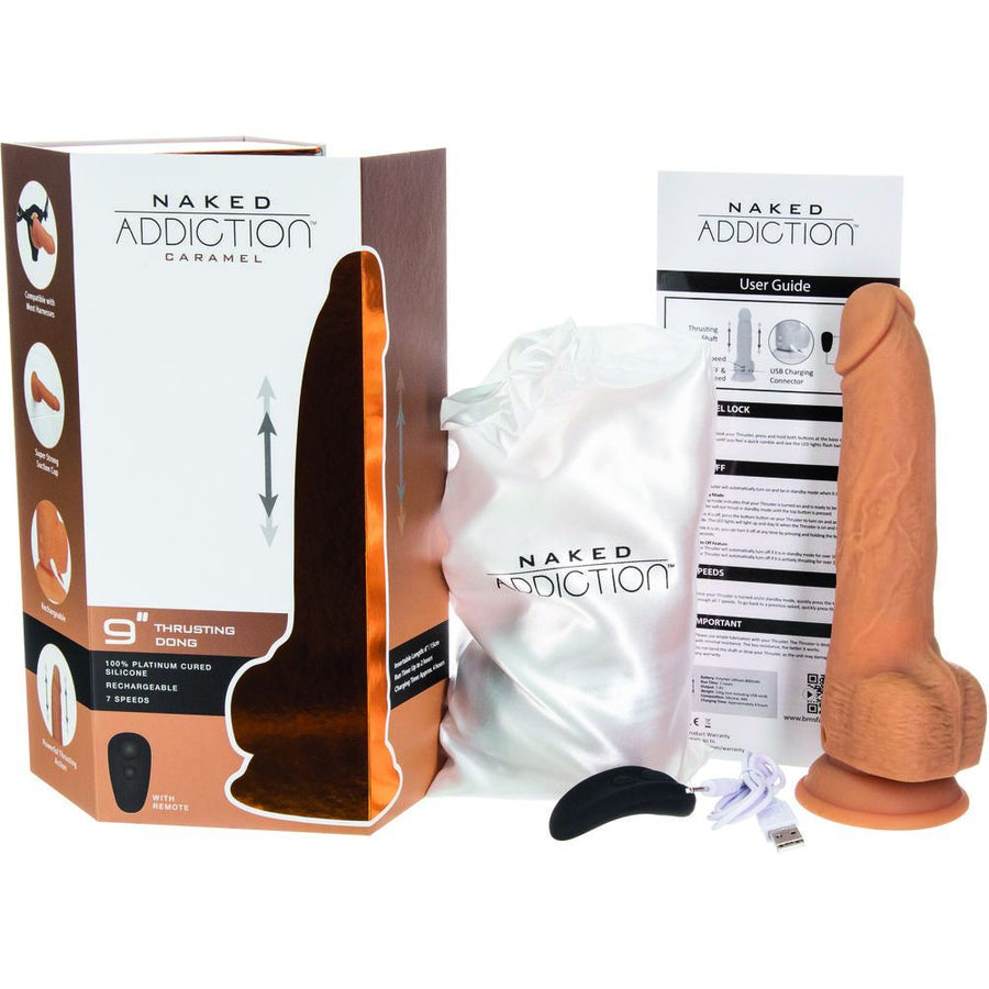 Masturbateur Thrusting Dong with Remote 9 Inch Caramel (15,2 cm)