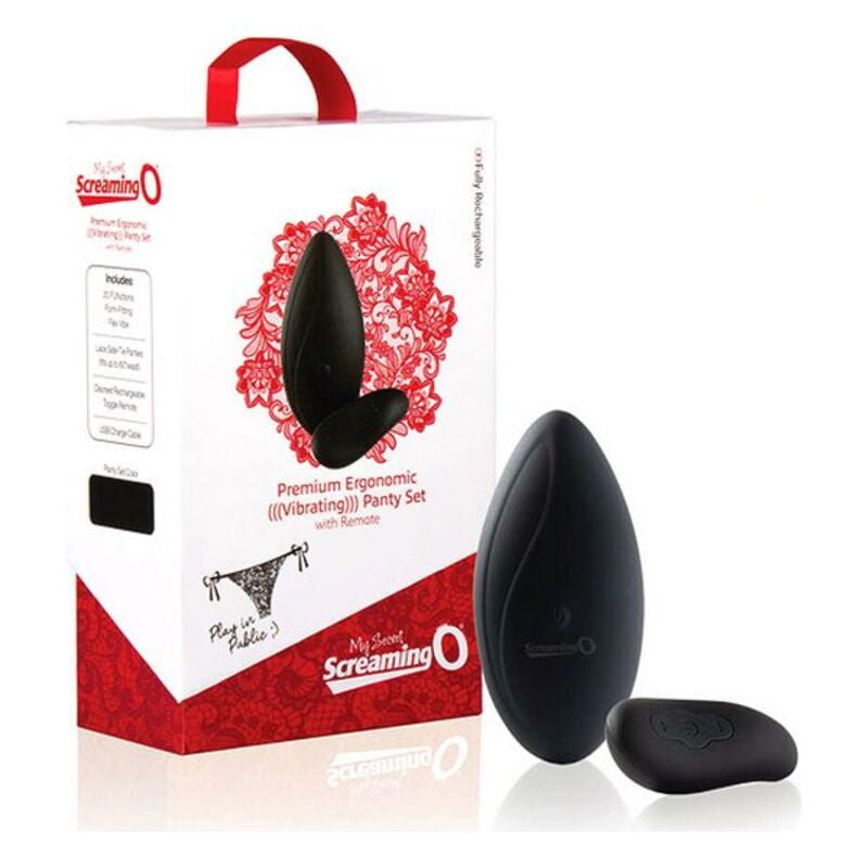 Vibromasseur The Screaming O Premium Ergonomic Remote Panty Set Black