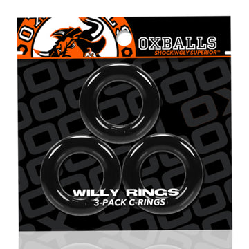 Tri Bague pénis Oxballs Willy Rings Pack Black (3 uds)