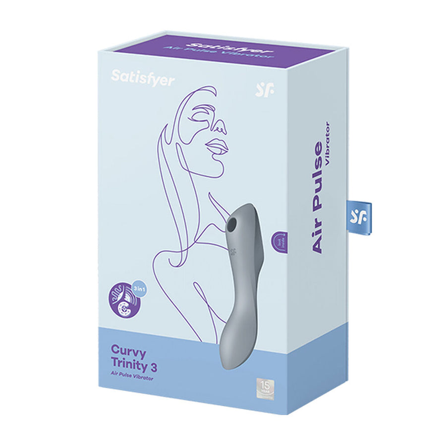Aspirateur à clitoris Satisfyer Curvy Trinity 3 Insertable Air Pulse Vibrator Blue Grey