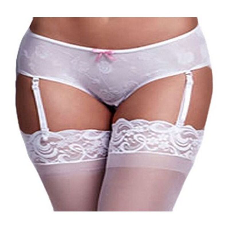 Shorty rose blanches ouverture entrejambe XL Baci Lingerie BW3122-WHTXL